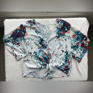 Floral Tie-Front Blouse